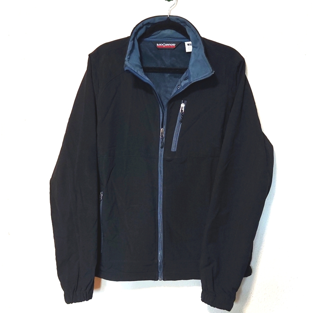 Black Diamond Double Diamond Men's Soft Shell Black Zip-Up Jacket Size Medium - Picture 2 of 14